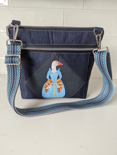 Bird denim crossbody bag II handmade by Salty Bee Threads