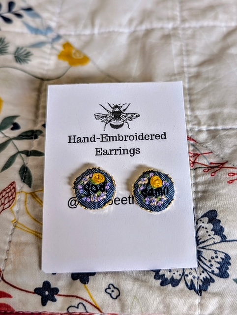 Floral blue handmade earrings II by Salty Bee Threads
