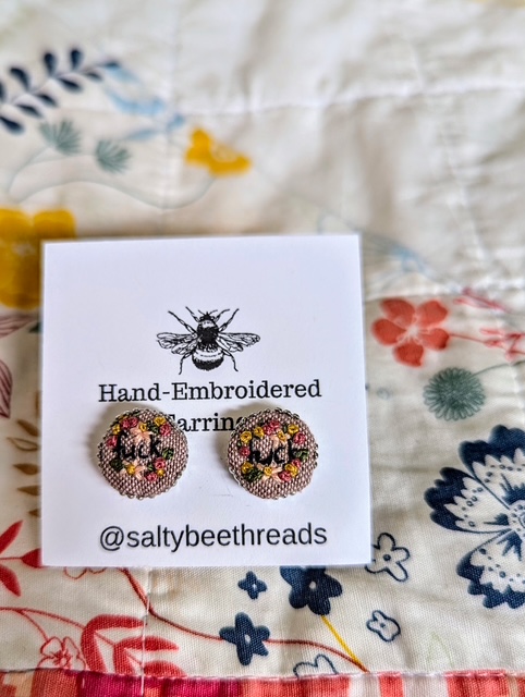 Floral blue handmade earrings III by Salty Bee Threads