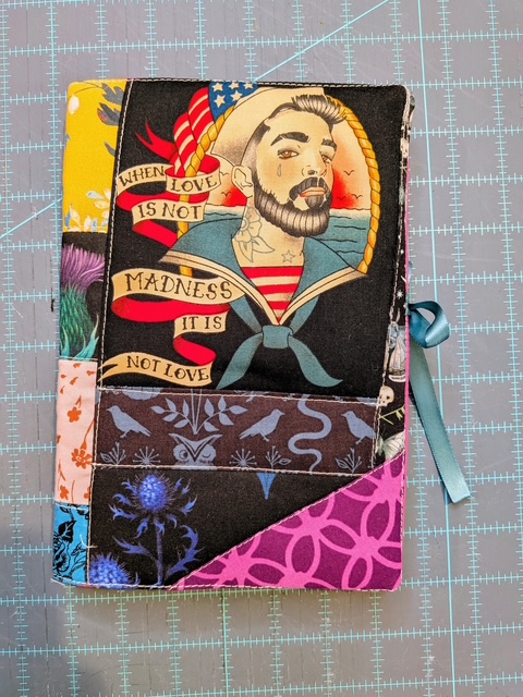 Patchwork quilted journal handmade by Salty Bee Threads