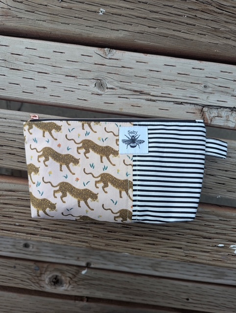 Animal print zipper pouch handmade by Salty Bee Threads
