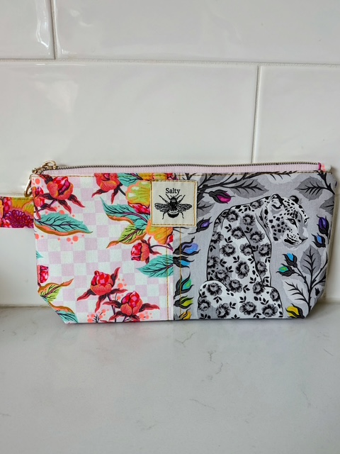 Animal print zipper pouch II handmade by Salty Bee Threads